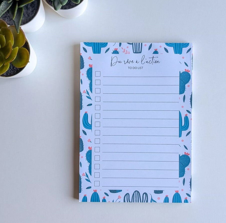 To-Do List - A5 - Cactus et fleurs - Du rêve à l'action