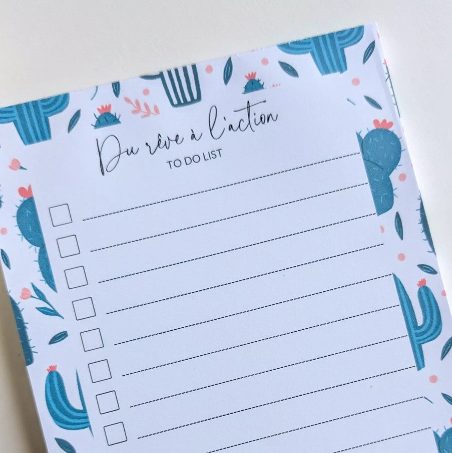 To-Do List - A5 - Cactus et fleurs - Du rêve à l'action