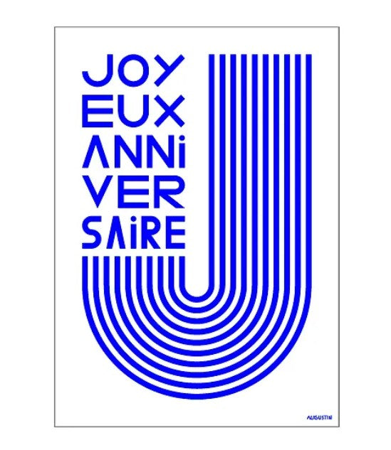 Carte A5 - Joyeux anniversaire bleu