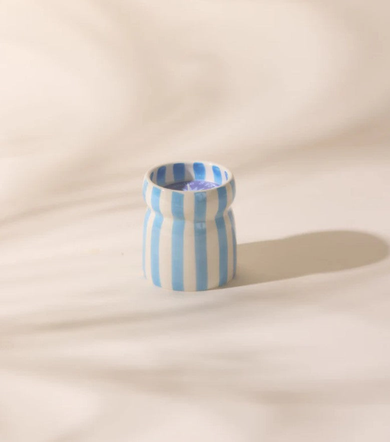 Bougie en céramique - Cabana Blue Striped - Lost At Sea