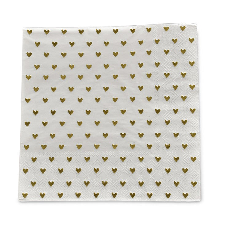 Serviettes en papier - coeurs dorés - pack de 20 - 016416