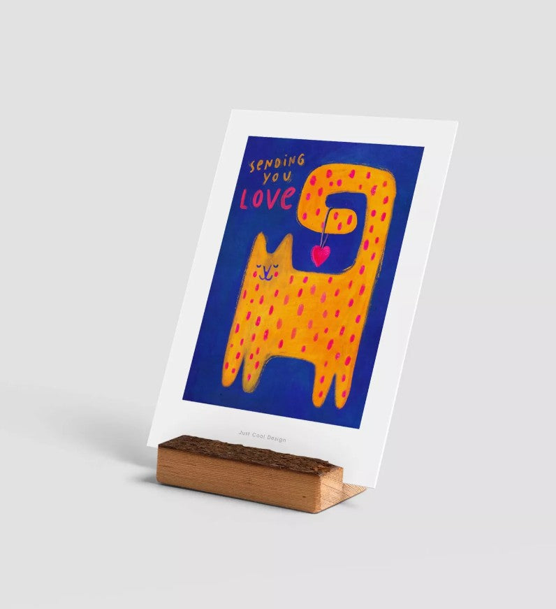 Carte postale avec enveloppe - Chat <3