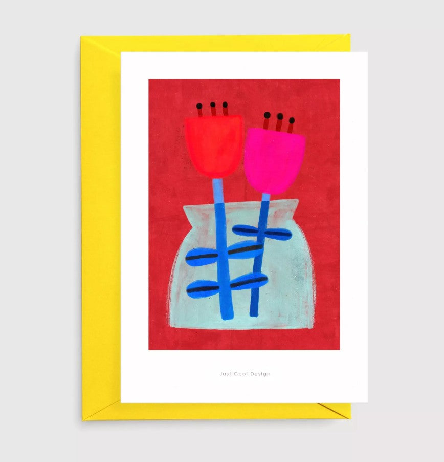 Carte postale avec enveloppe - Fleurs en pot