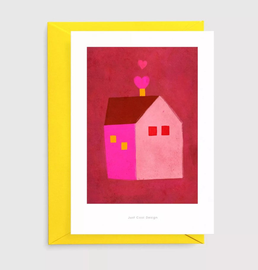 Carte postale avec enveloppe - House with hearts