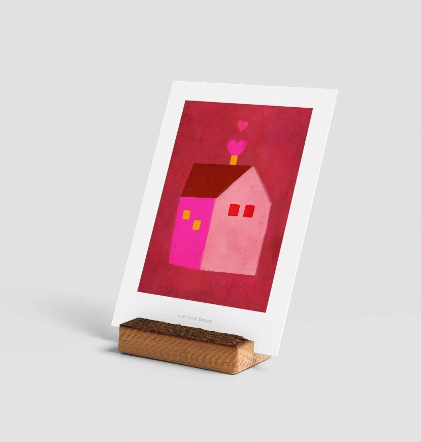 Carte postale avec enveloppe - House with hearts