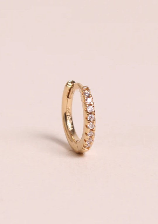 Boucle d'oreille à la pièce - Mini créole - Brillante - Blanc