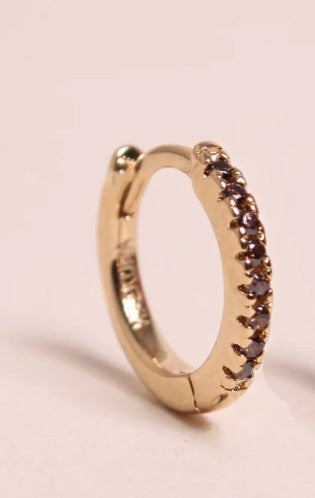Boucle d'oreille à la pièce - Mini créole - Brillante - Chocolat