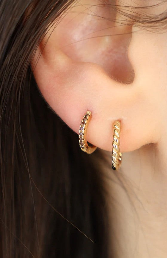 Boucle d'oreille à la pièce - Mini créole - Brillante - Chocolat