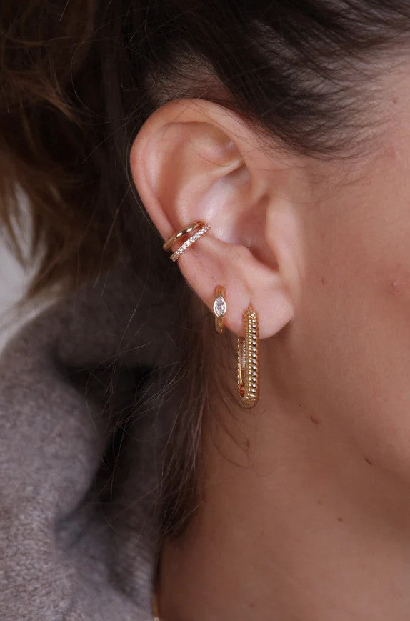 Boucle d'oreille à la pièce - Mini créole - Elma - Blanc