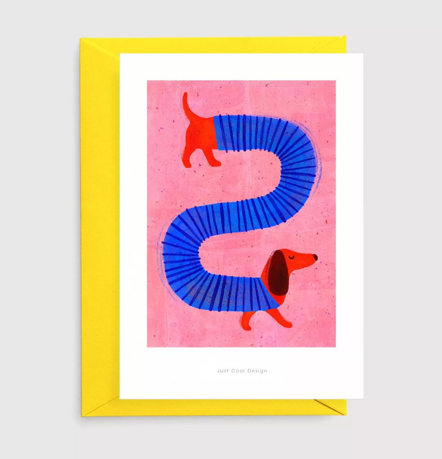 Carte postale avec enveloppe - Chien saucisse
