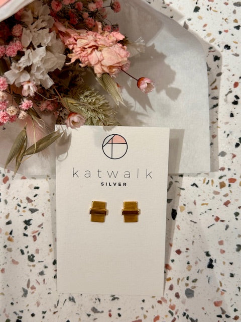 Boucles d'oreilles - or - rectangle et barrette