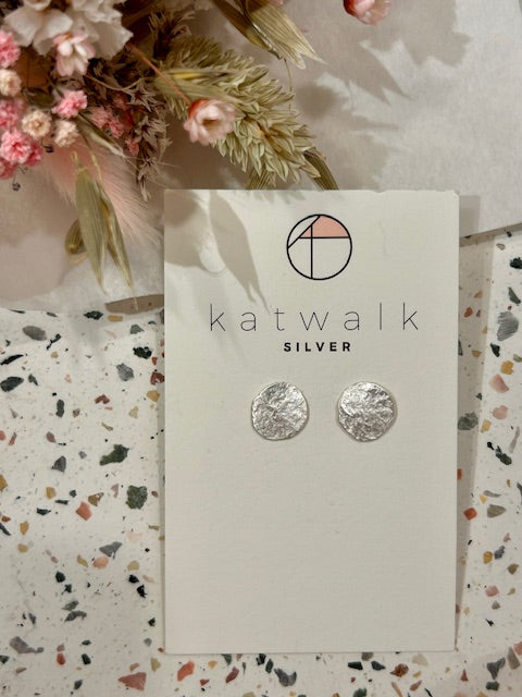 Boucles d'oreilles - argent - rond moyen martelé
