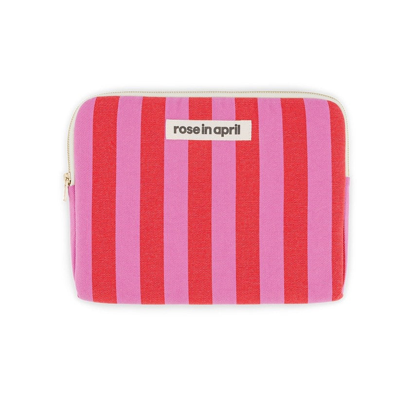 Pochette iPad Anouk - Rayures - Orchidée / tomato