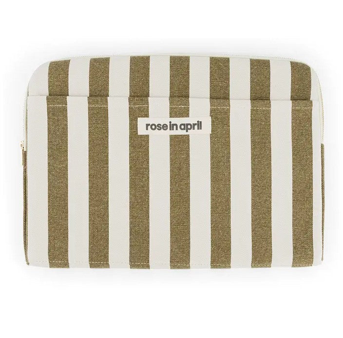 Pochette d'ordinateur Octave 13"/14" - Rayures - Olive / greige