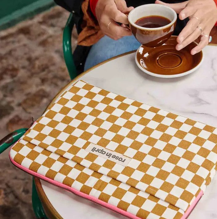 Pochette d'ordinateur Octave 13"/14" - Damier - Caramel
