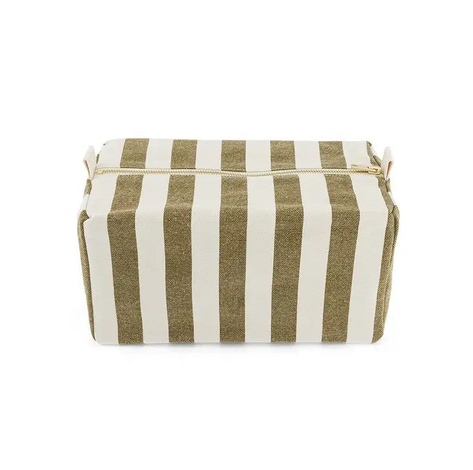Trousse de toilette Vic - Rayures - Olive / greige