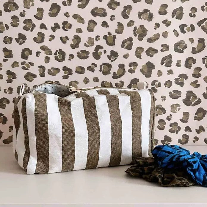 Trousse de toilette Vic - Rayures - Olive / greige