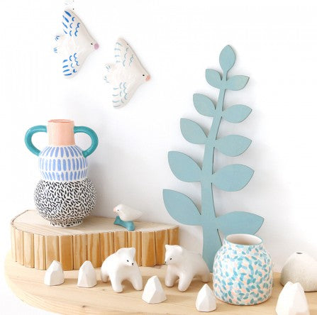 Oiseau mural - Vert et Blanc