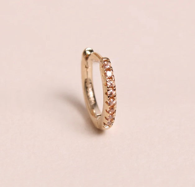Boucle d'oreille à la pièce - Mini créole - Brillante - Champagne