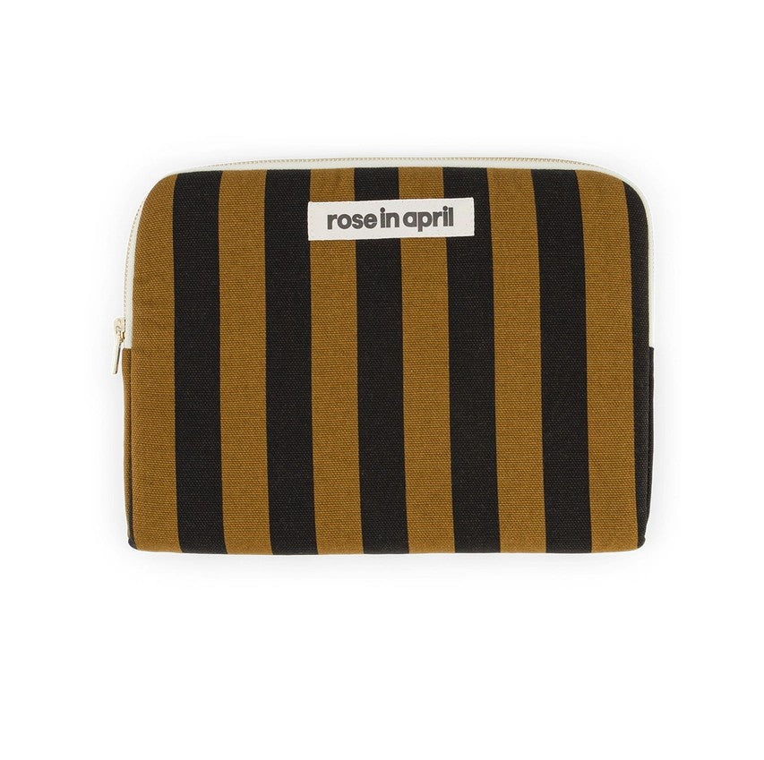 Pochette iPad Anouk - Rayures - Noir / cumin