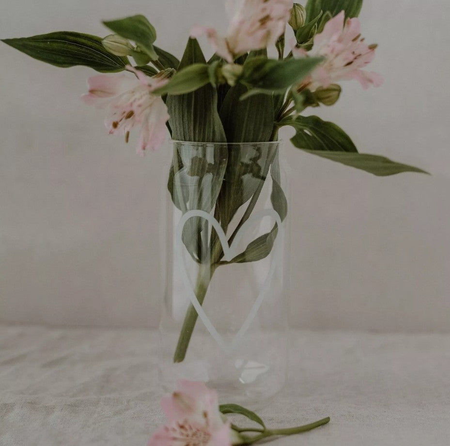 Verre "cannette" - grand coeur blanc