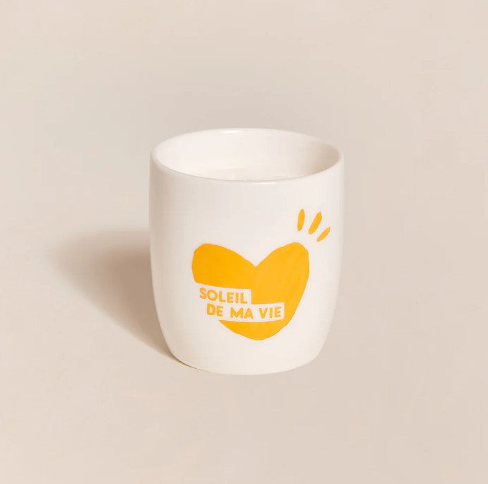Bougie tasse - Soleil de ma vie - jaune