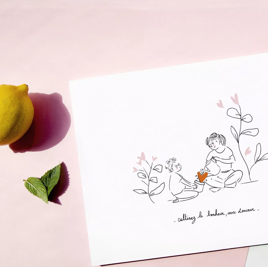 Carte avec enveloppe - Cultivez le bonheur avec douceur - garçon