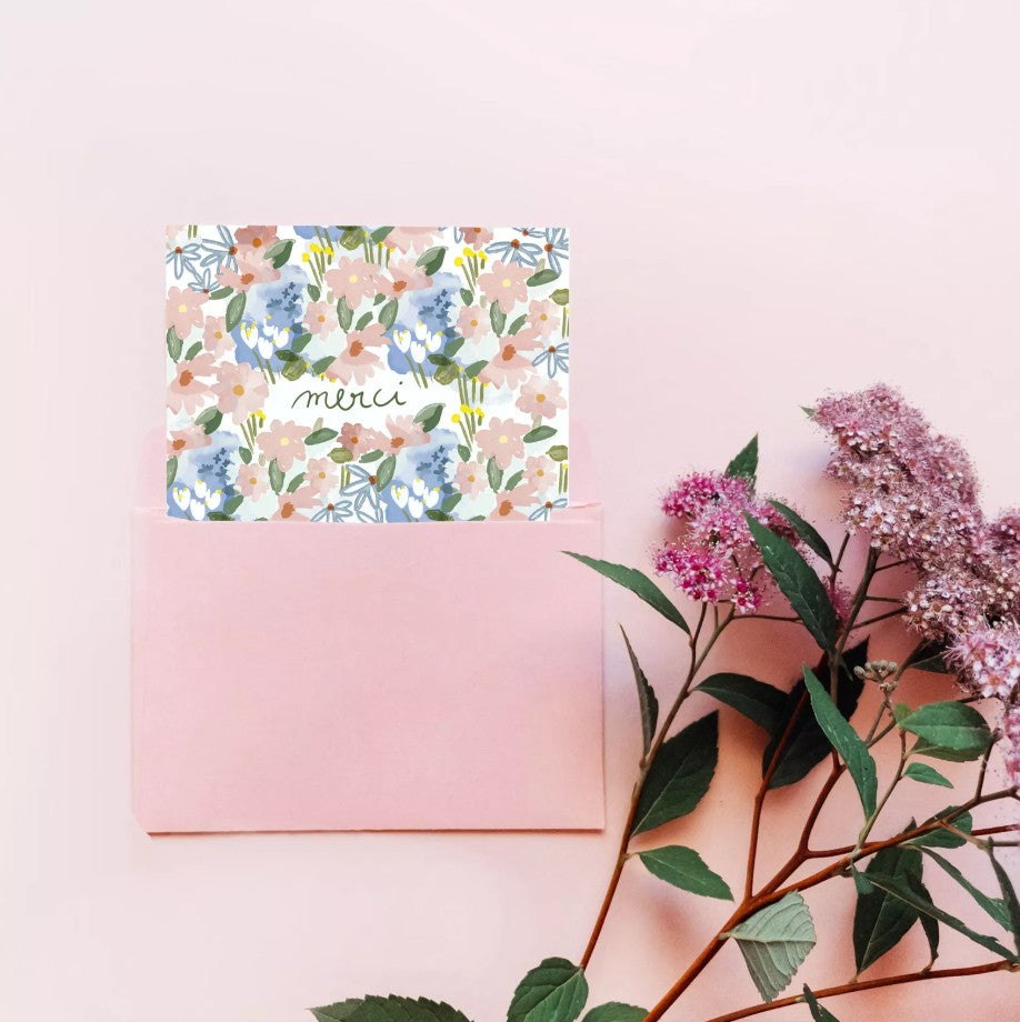 Carte double avec enveloppe - Merci - Parenthèse florale
