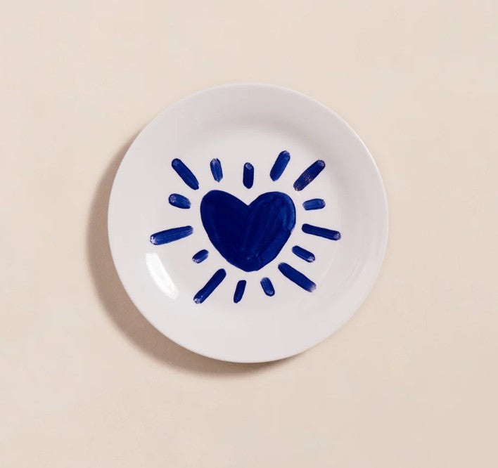 Assiette - Coeur solaire - Bleu