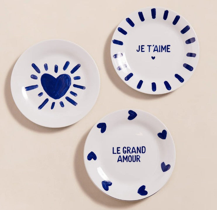 Assiette - Coeur solaire - Bleu