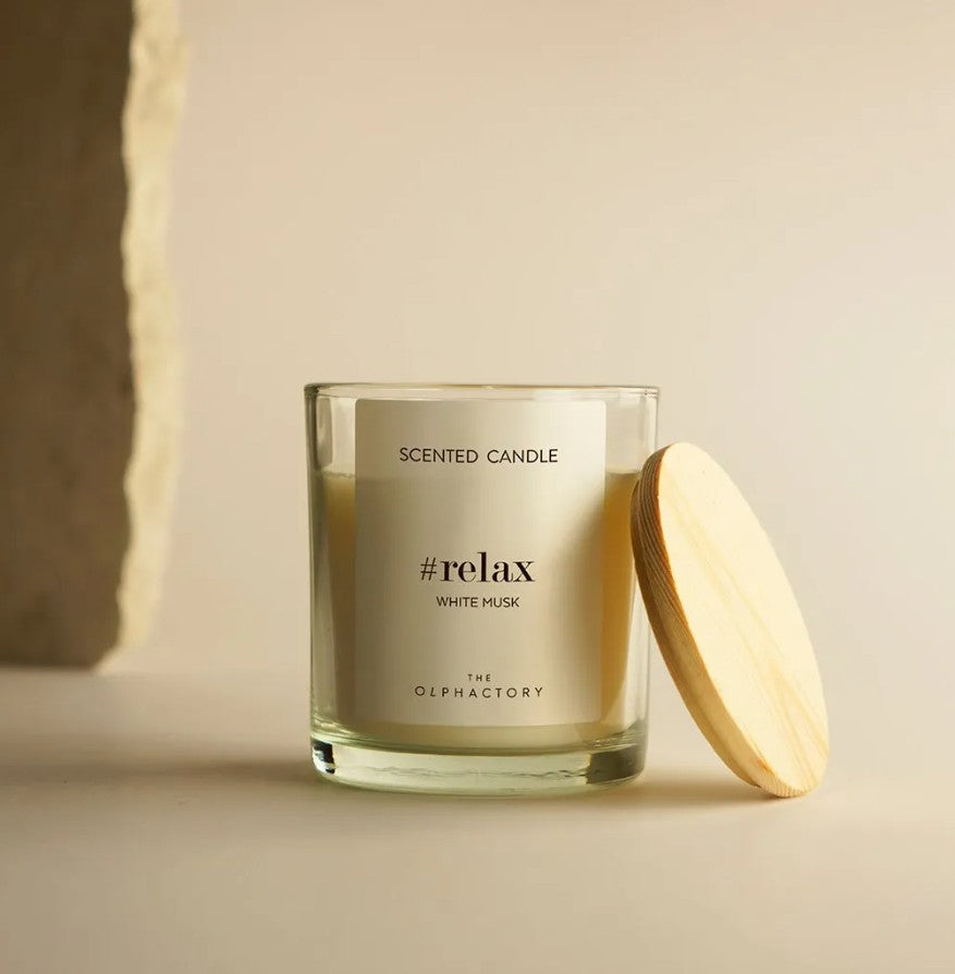 Bougie en verre 200g - Relax - White Musk