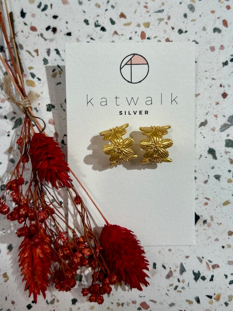 Boucles d'oreilles - messing - créoles fleurs - small