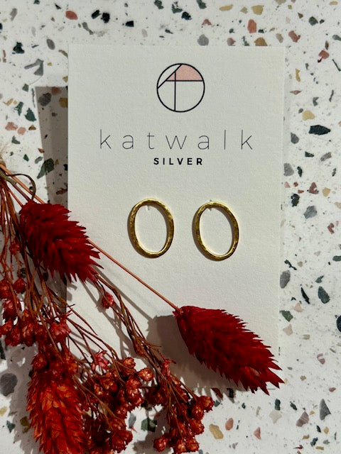 Boucles d'oreilles - or - oval martelé