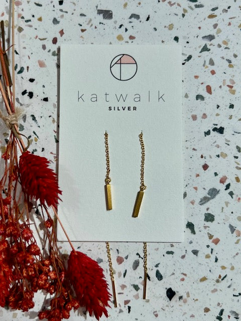 Boucles d'oreilles - or - chaîne et barette