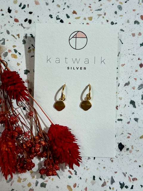 Boucles d'oreilles - or - petite créole et pastille irrégulière