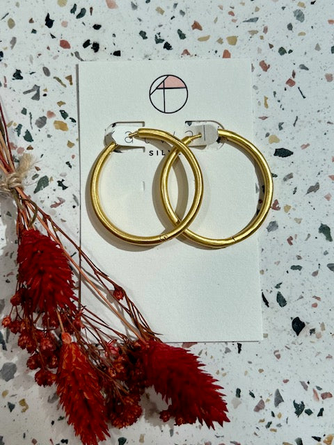 Boucles d'oreilles - messing - créoles épaisses lisses - large