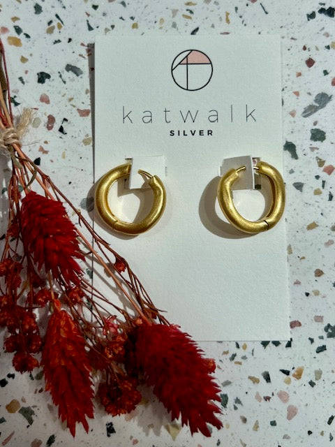 Boucles d'oreilles - messing - créoles épaisses irrégulières - medium