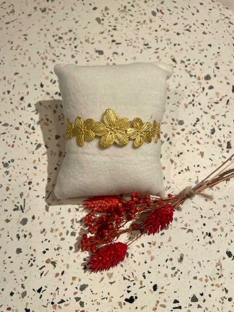 Bracelet - messing - fleurs