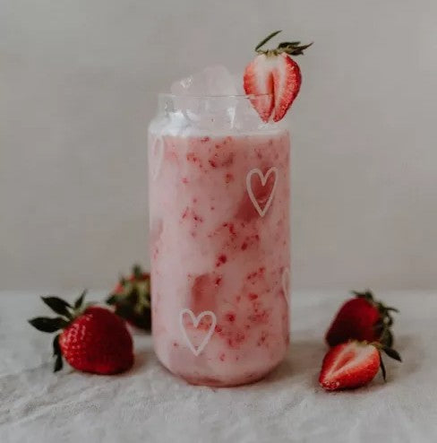 Verre "cannette" - petits coeurs blanc