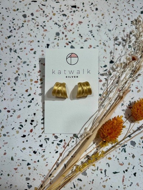 Boucles d'oreilles - messing - double créole épaisse striée