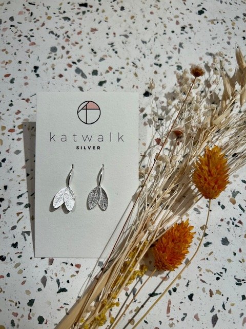 Boucles d'oreilles - argent - feuille relief "cœur inversé"