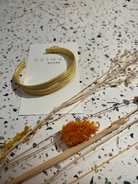 Bracelet - messing - strié double