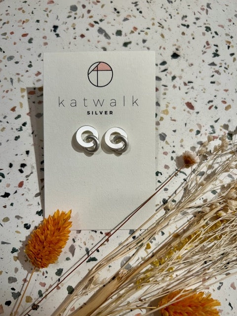 Boucles d'oreilles - argent - cercle lisse + cercle epais pendant