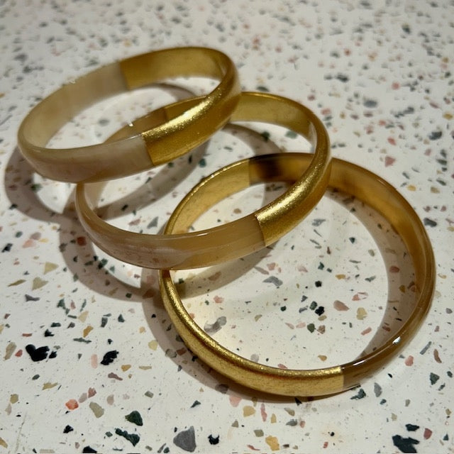 Bracelet en corne bicolore or - 1cm