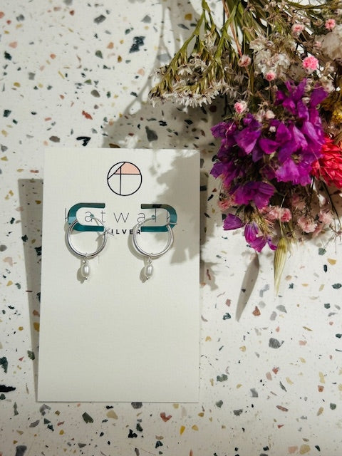 Boucles d'oreilles - argent - creole + perle