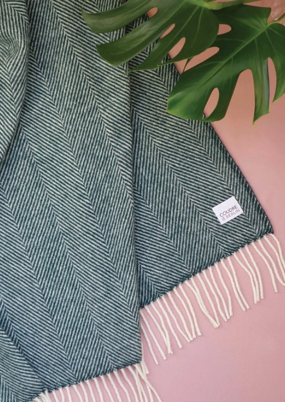 Wool blanket - Herringbone - Petrol