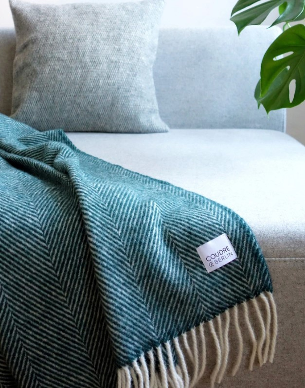Wool blanket - Herringbone - Petrol