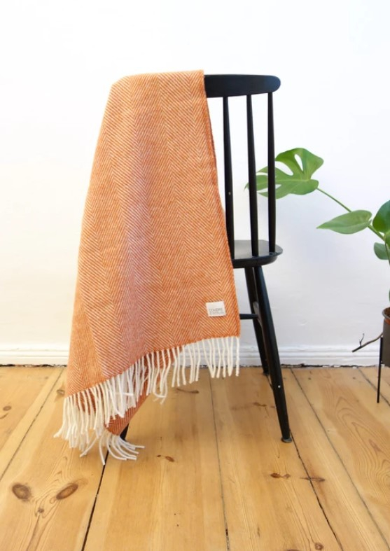 Wool blanket - Herringbone - Terracotta