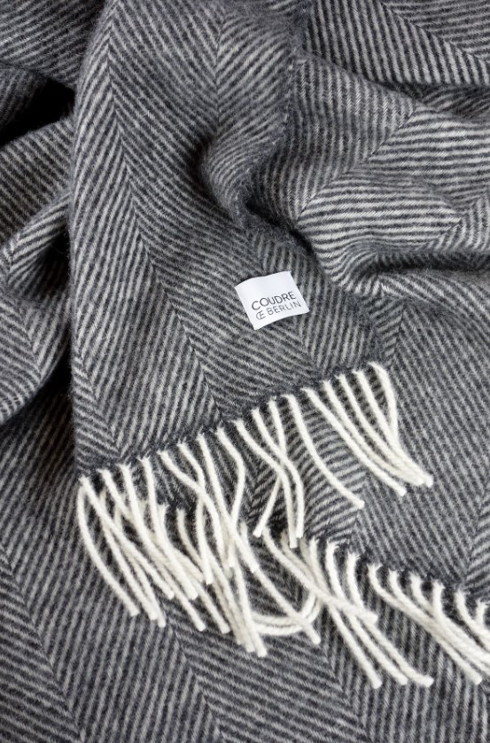 Wool blanket - Herringbone - Anthracite