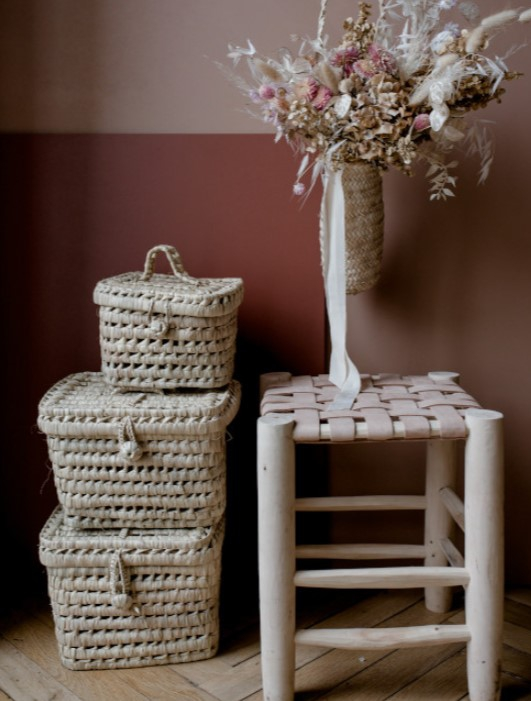 Panier de rangement tressé marocain - grand modèle